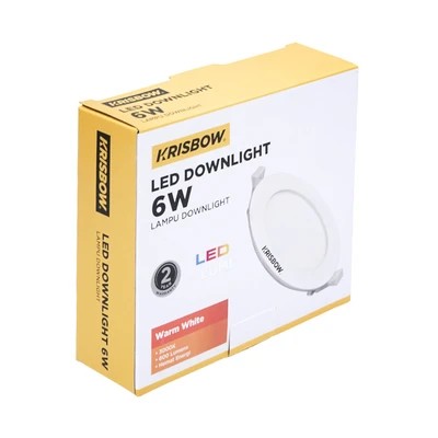 Gambar Krisbow Lampu Downlight Slim Inbow 6 Watt Warm White - Kuning