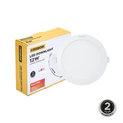 Gambar Krisbow Lampu Downlight Slim Inbow 12 Watt Warm White - Kuning