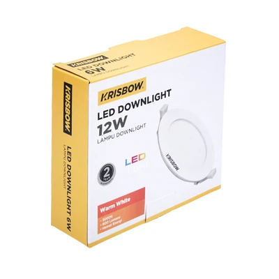 Gambar Krisbow Lampu Downlight Slim Inbow 12 Watt Warm White - Kuning