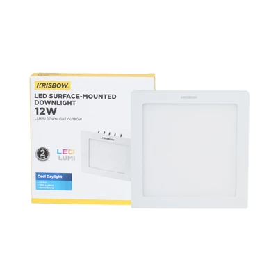 Gambar Krisbow Lampu Downlight Outbow Slim Square 12 Watt Cool Daylight