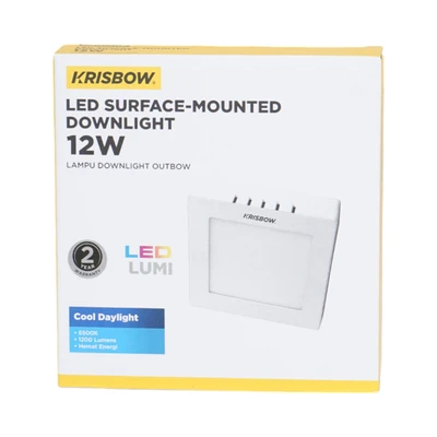 Gambar Krisbow Lampu Downlight Outbow Slim Square 12 Watt Cool Daylight