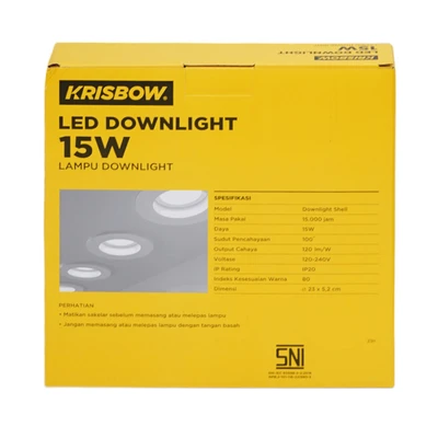 Gambar Krisbow Lampu Downlight LED Shell Inbow 15 Watt Cool Daylight