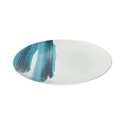 Gambar Kopin Porcelain Piring Makan Porcelain Brush 25 cm - Putih