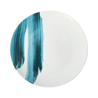 Gambar Kopin Porcelain Piring Makan Porcelain Brush 25 cm - Putih