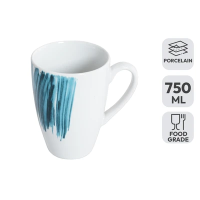 Gambar Kopin Porcelain Indigo Mug Kopi Porcelain Brush 750 ml - Putih