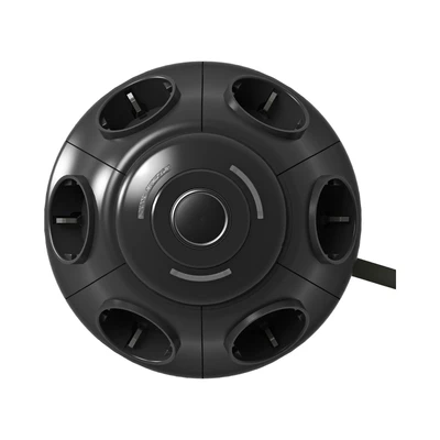 Gambar Krisbow Stop Kontak UFO 6 Soket & 4 Port USB-A/USB-C - Hitam