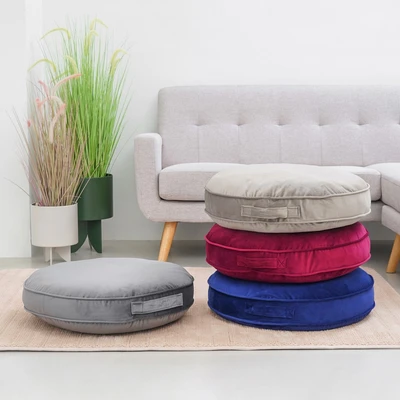 Gambar Informa Bantal Lantai Dacron Velvet Round 65x65 cm - Abu-Abu