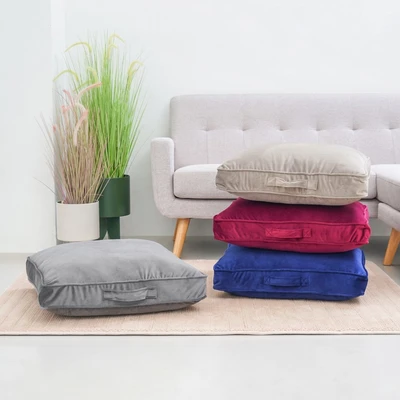 Gambar Informa Bantal Lantai Dacron Velvet Square 65x65 cm - Biru Tua