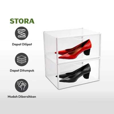 Gambar Stora Kotak Sepatu Side Open Set 2 pcs - Putih