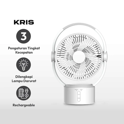 Gambar Kris 9 Inci Kipas Angin Rechargeable - Putih