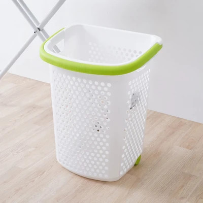 Gambar Stora 60 Ltr Keranjang Laundry Dengan Roda - Putih/hijau