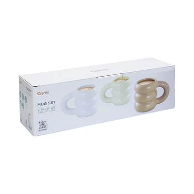 Gambar Appetite Aneko Mug Porcelain Honeycomb 300 ml Set 3 pcs - Mix