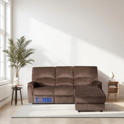 Gambar Cheers Missouri Sofa L Sudut Recliner Fabric Kanan - Cokelat Chestnut