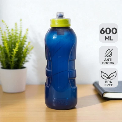 Gambar Smash Botol Minum Plastik Hydro Twist 600 ml - Biru Navy/Kuning
