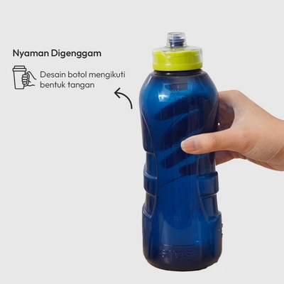 Gambar Smash Botol Minum Plastik Hydro Twist 600 ml - Biru Navy/Kuning