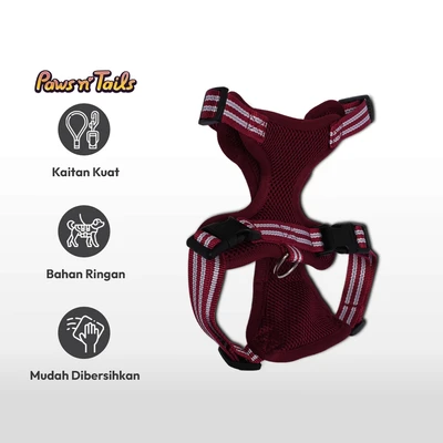 Gambar Paws N Tail Ukuran S Harness & Tali Anjing - Merah