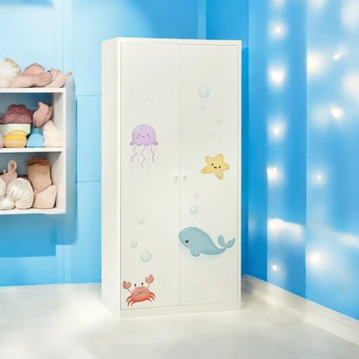 Gambar Informa Lilo Lemari Pakaian Anak 2 Pintu Sea Animals - Putih
