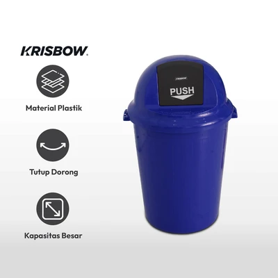 Gambar Krisbow 80 Ltr Tempat Sampah Outdoor Push Cover Nw - Biru