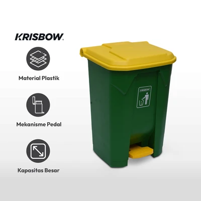 Gambar Krisbow 80 Ltr Tempat Sampah Outdoor Pedal Nw - Hijau/kuning