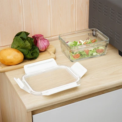 Gambar Glasslock Pure Wadah Makanan Rectangle 1.02 Liter - Putih