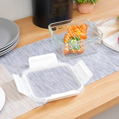 Gambar Glasslock Pure Wadah Makanan Square 1.13 Liter - Putih