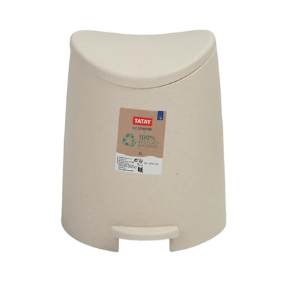 Gambar Tatay Ecohome Tempat Sampah Pedal Plastik 3 Liter - Krem Beige