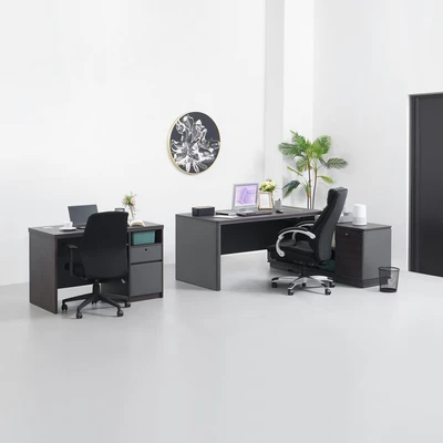 Gambar Informa Moza Meja Kantor 120x60x75 cm - Cokelat Walnut/Abu-Abu