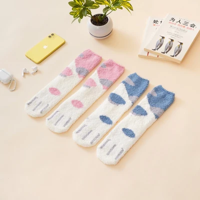 Gambar Ataru Set 2 Pasang Kaos Kaki Winter Paw - Biru/Pink