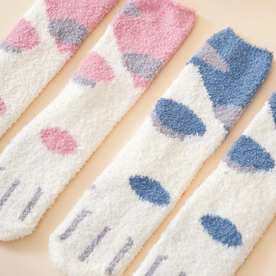 Gambar Ataru Set 2 Pasang Kaos Kaki Winter Paw - Biru/Pink