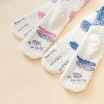 Gambar Ataru Set 2 Pasang Kaos Kaki Winter Paw - Biru/Pink