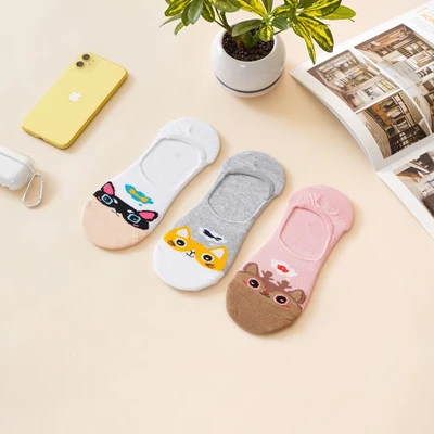 Gambar Ataru Set 3 Pasang Kaos Kaki Invisible Motif Hewan