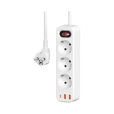 Gambar Krisbow Stop Kontak 3 Soket Dengan USB-C 20 Watt & 2 USB-A
