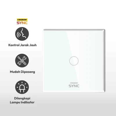 Gambar Krisbow Sync Saklar Wifi 1 Gang 800 Watt - Putih