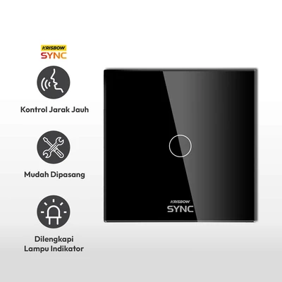 Gambar Krisbow Sync Saklar Wifi 1 Gang 800 Watt - Hitam