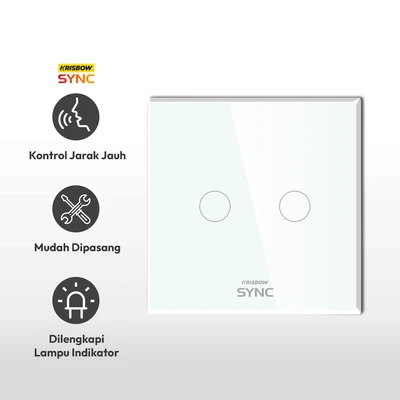 Gambar Krisbow Sync Saklar Wifi 2 Gang 800 Watt - Putih