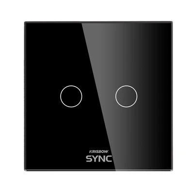 Gambar Krisbow Sync Saklar Wifi 2 Gang 800 Watt - Hitam