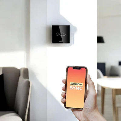 Gambar Krisbow Sync Smart Saklar WiFi 3 Gang 800 Watt - Hitam