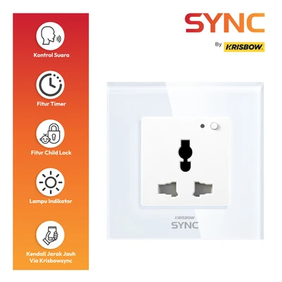 Gambar Krisbow Sync Smart Stop Kontak Dinding Universal Monitoring Function - Putih