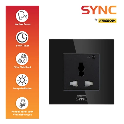 Gambar Krisbow Sync Smart Stop Kontak Dinding Universal Monitoring Function - Hitam