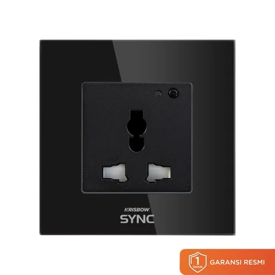 Gambar Krisbow Sync Smart Stop Kontak Dinding Universal Monitoring Function - Hitam