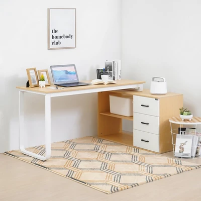 Gambar Informa Ivler Meja Kantor - Putih/Cokelat Oak