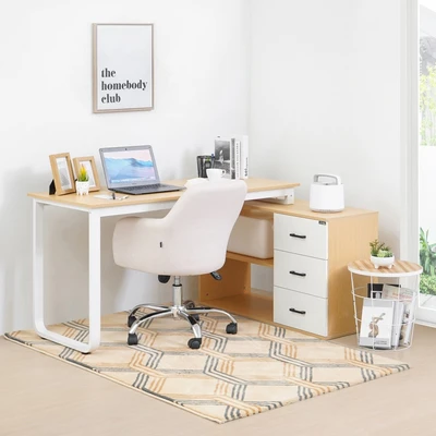 Gambar Informa Ivler Meja Kantor - Putih/Cokelat Oak