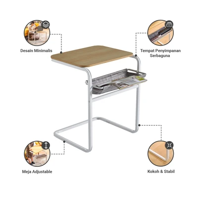 Gambar Informa Golfy Meja Laptop - Cokelat Oak/Putih