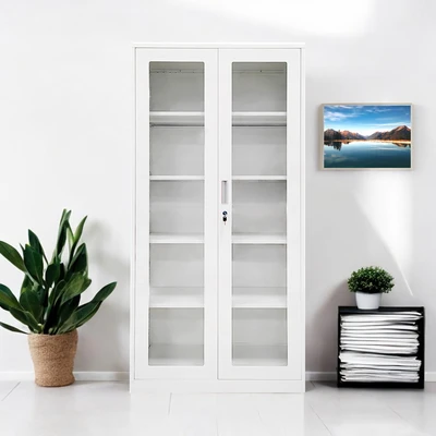 Gambar Masterspace Lemari Arsip Kantor Metal 2 Pintu Kaca - Putih