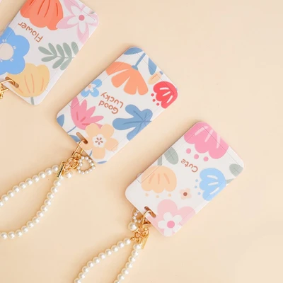 Gambar Ataru Holder Id Card Dengan Pearl Strap Flower