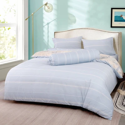 Gambar Sleeplite 160x200 cm Set 5 Pcs Seprai Queen Katun Stripe - Biru