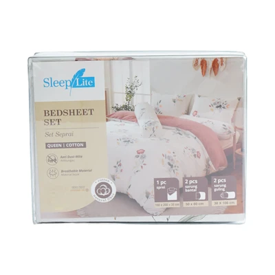 Gambar Sleeplite 160x200 cm Set 5 Pcs Seprai Queen Katun Flower Mix 03