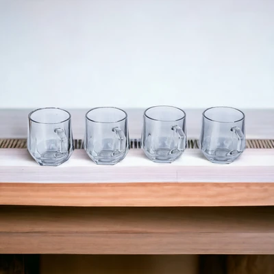 Gambar Delicia Mug Kaca 280 ml Set 4 pcs - Abu-Abu