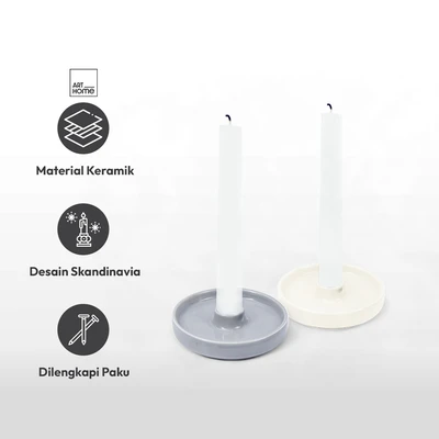 Gambar Arthome Tempat Lilin Stick Keramik Mb69-Hn-C-17 - Abu-Abu