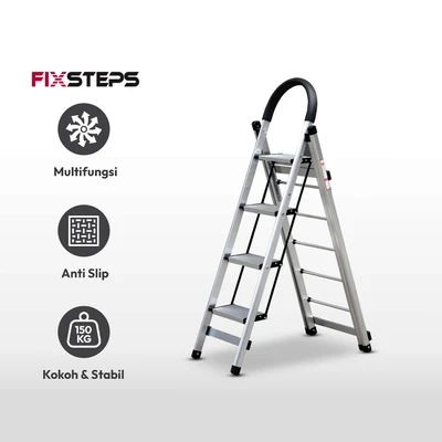 Gambar Fixsteps 1.5 Mtr Tangga Lipat Jemuran Aluminium 2 In 1 4 Step